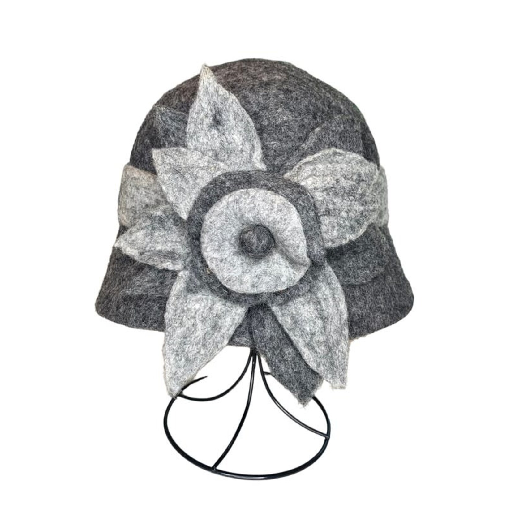Grey Hat with Grey Belt and Flower