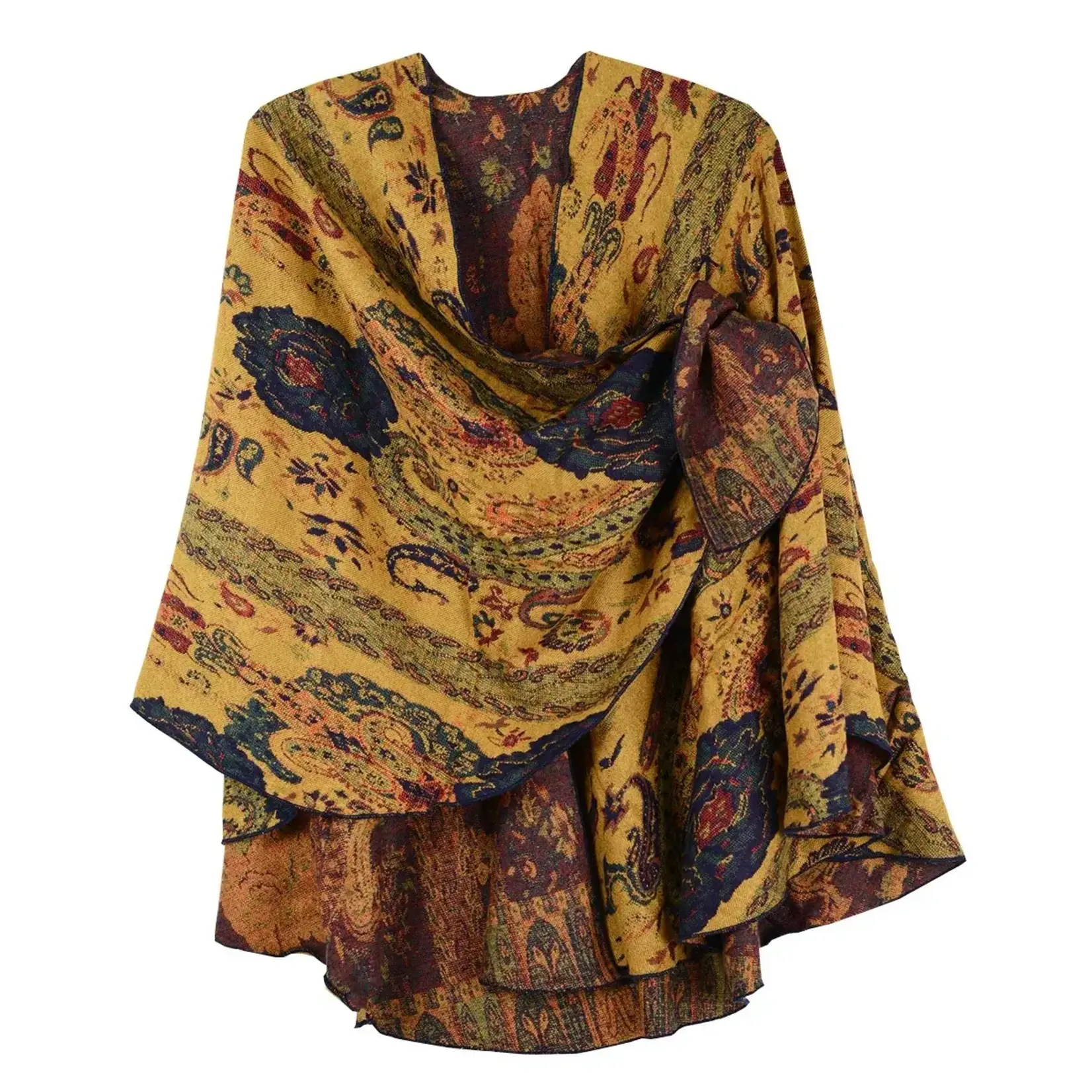 Cashmere Shawl w/ Pull Thru Shoulder Tab-Yel 73