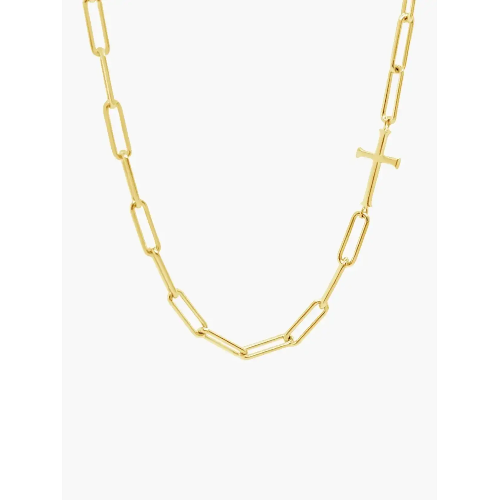 Rizen Chain Breaker Cross Necklace-Gold
