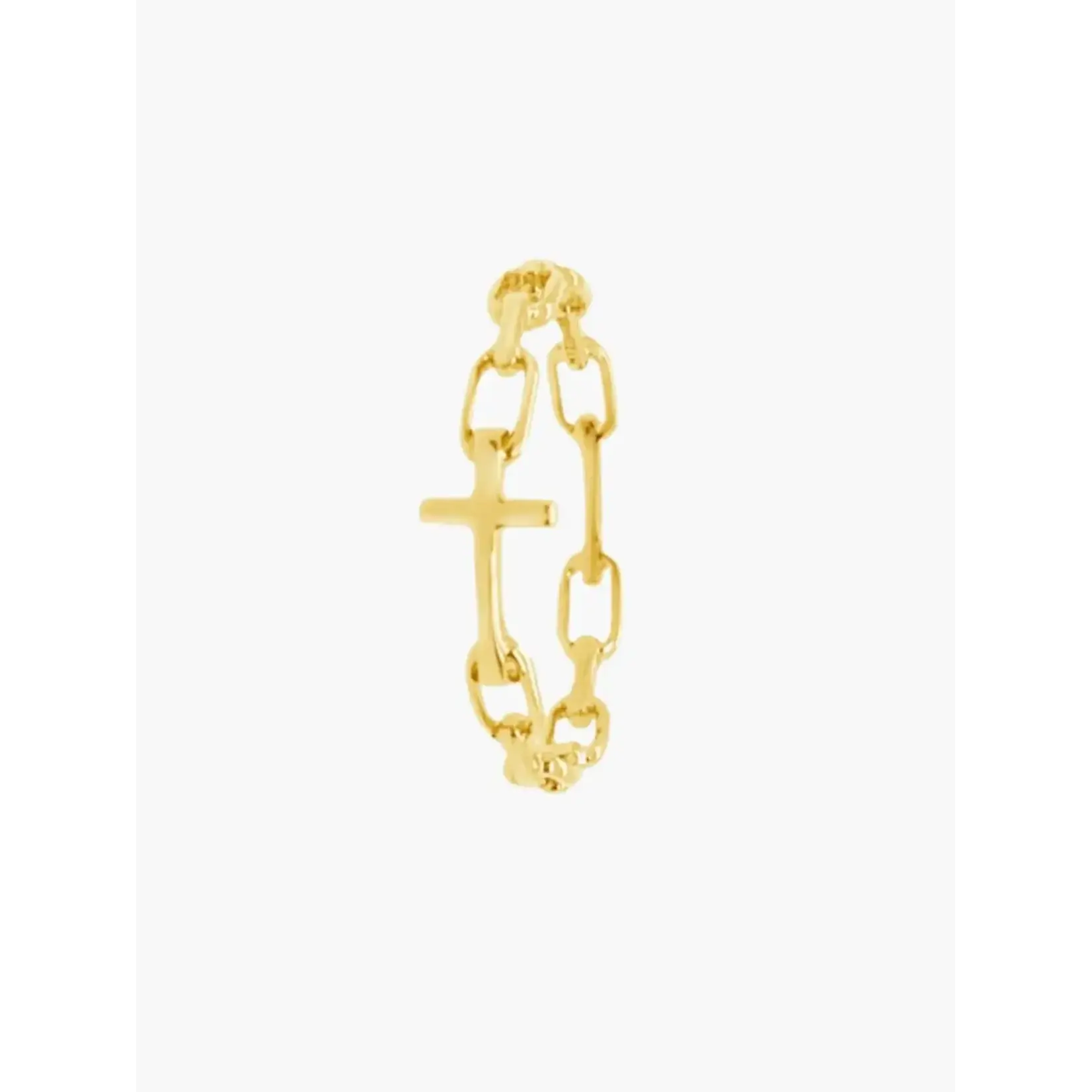 Rizen Chain Breaker Cross Ring-Gold-7