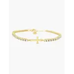 Rizen Luminous Cross Tennis Bracelet-Gold-7.9