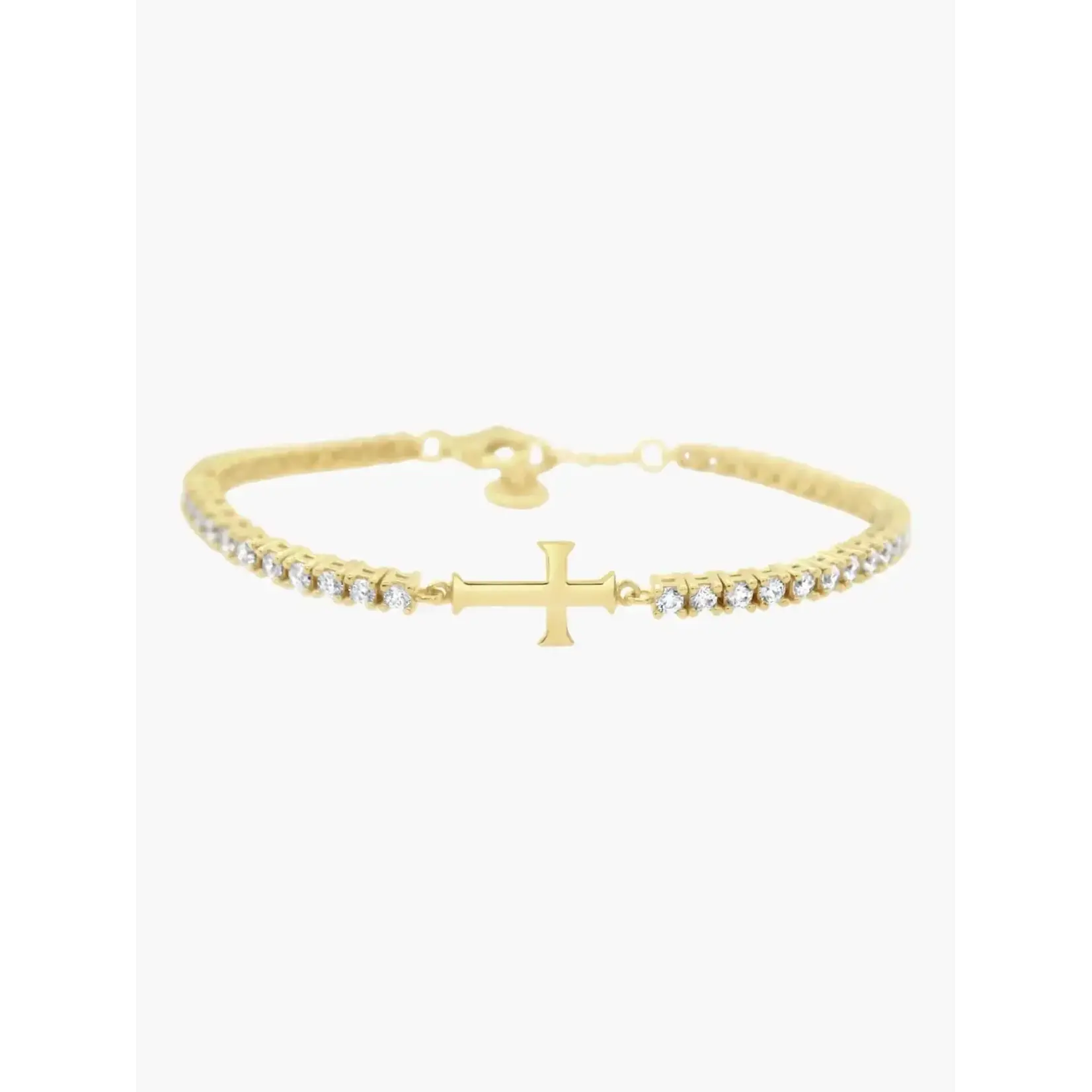 Rizen Luminous Cross Tennis Bracelet-Gold-7.9