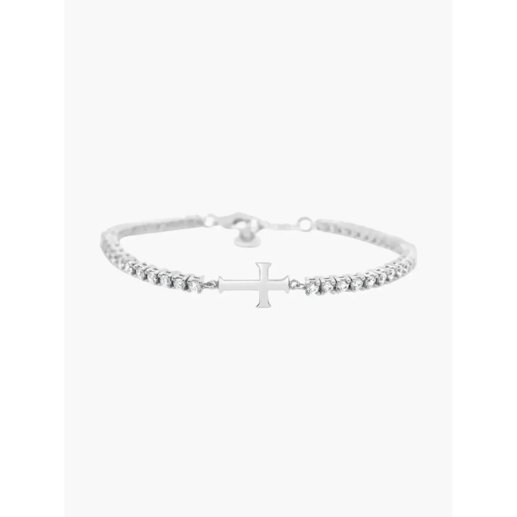 Rizen Luminous Cross Tennis Bracelet-Sterling Silver-7.9