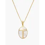 Rizen Mother Of Pearl Cross Pendant Necklace-Gold