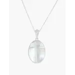 Rizen Mother Of Pearl Cross Pendant Necklace-Sterling Silver