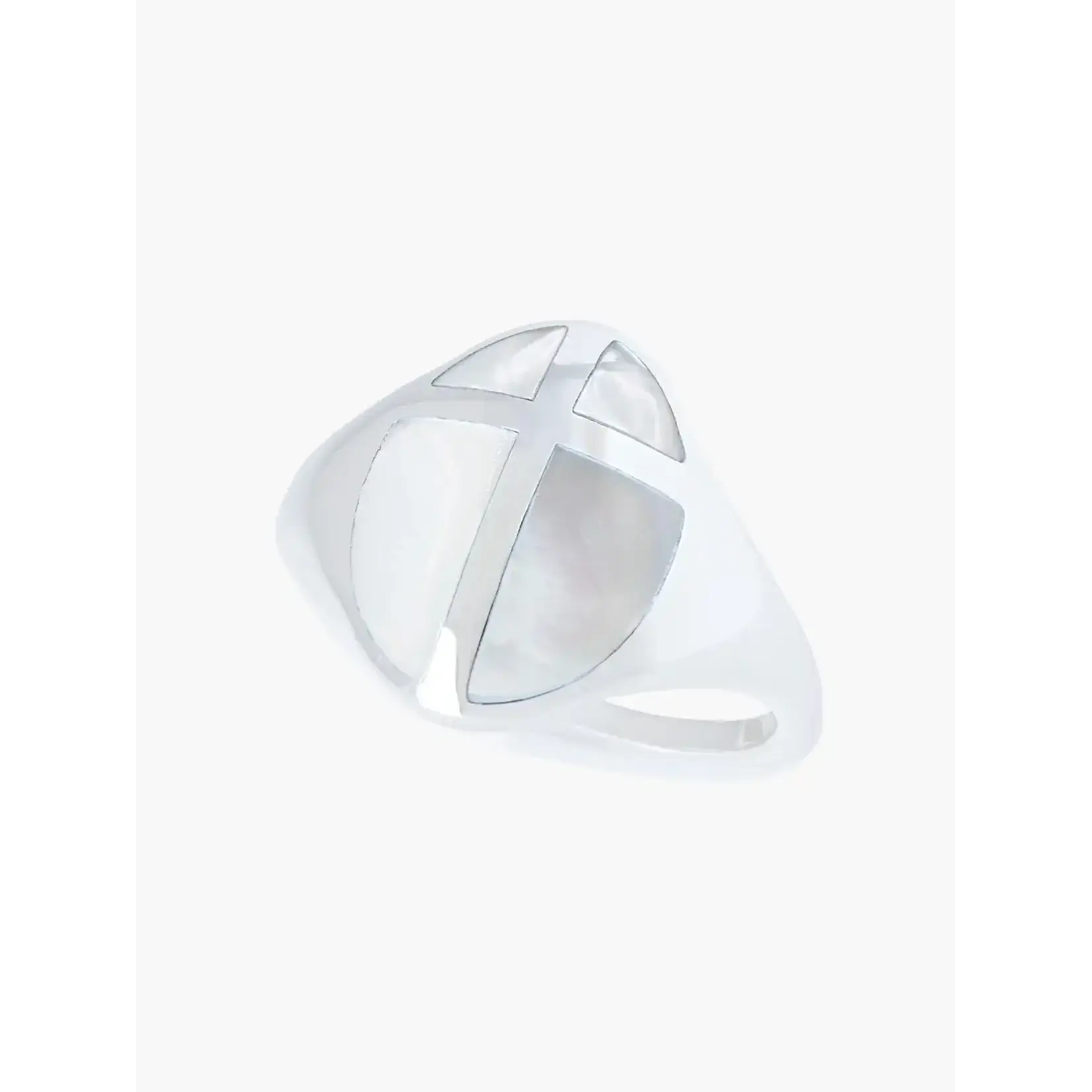 Rizen Mother Of Pearl Cross Ring-Sterling Silver-8