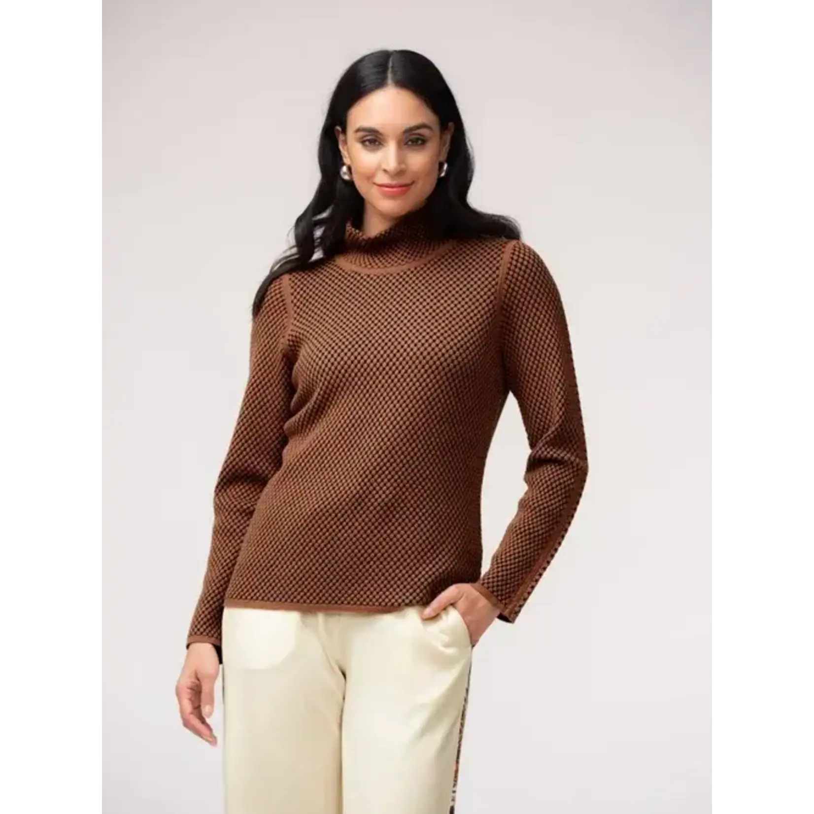 Elena Wang Bubble Knit Sweater-Brown
