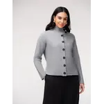 Elena Wang Button-Front Mock Neck Cardigan-Grey