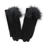 Pretty Persuasions Faux Fur Pom Pom Gloves in Black