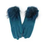 Pretty Persuasions Faux Fur Pom Pom Gloves in Turquoise