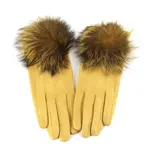 Pretty Persuasions Faux Fur Pom Pom Gloves in Gold