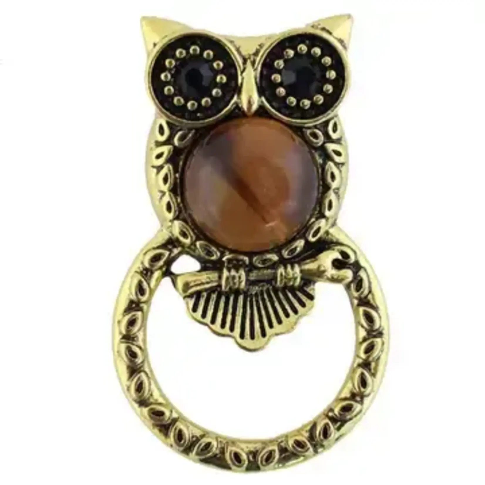 Magnetic Eyeglass Holder Brooch-Owl-Bronze (MB)