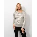 Metallic Drape Neck Top in Champagne