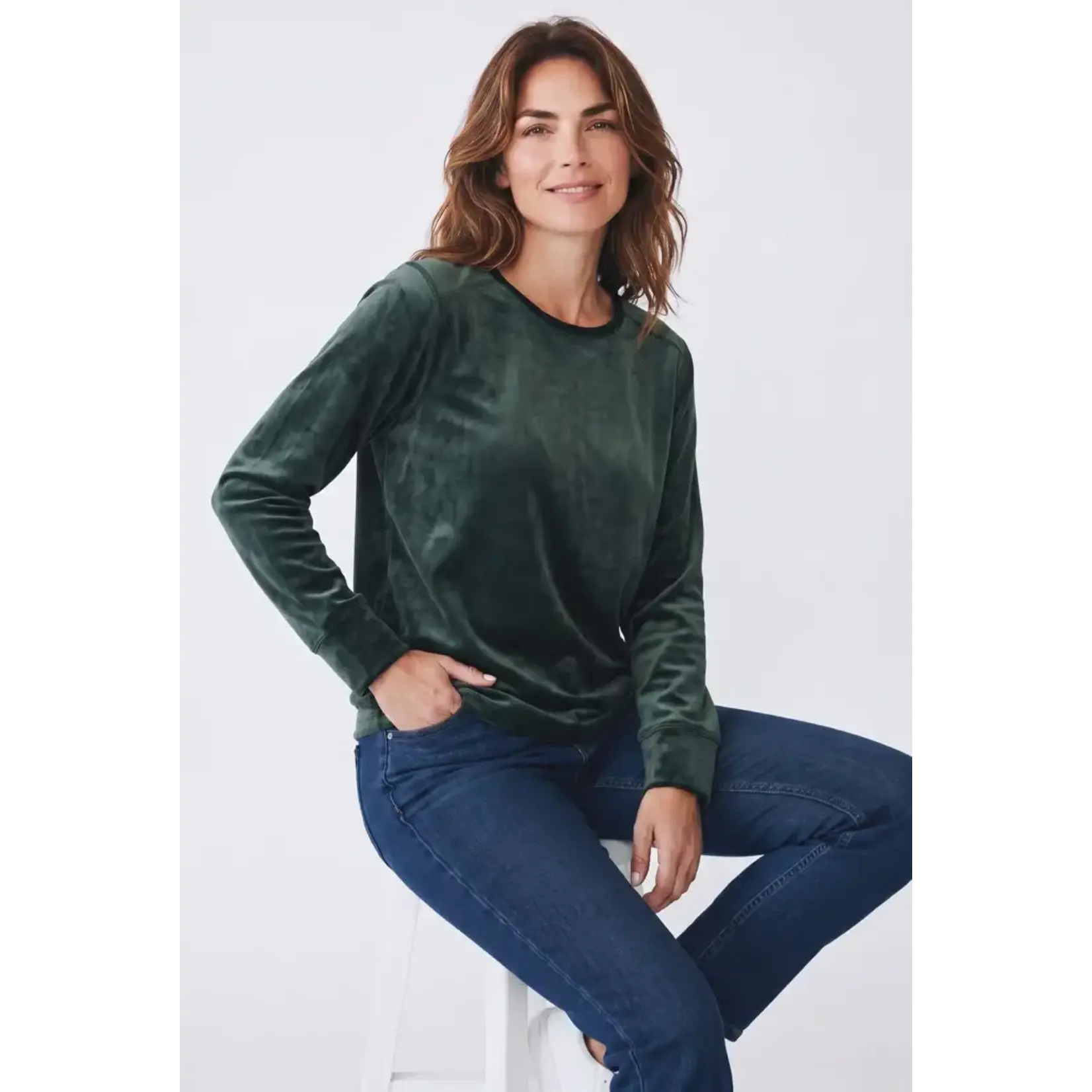 Microfleece Crew Neck Top in Emerald
