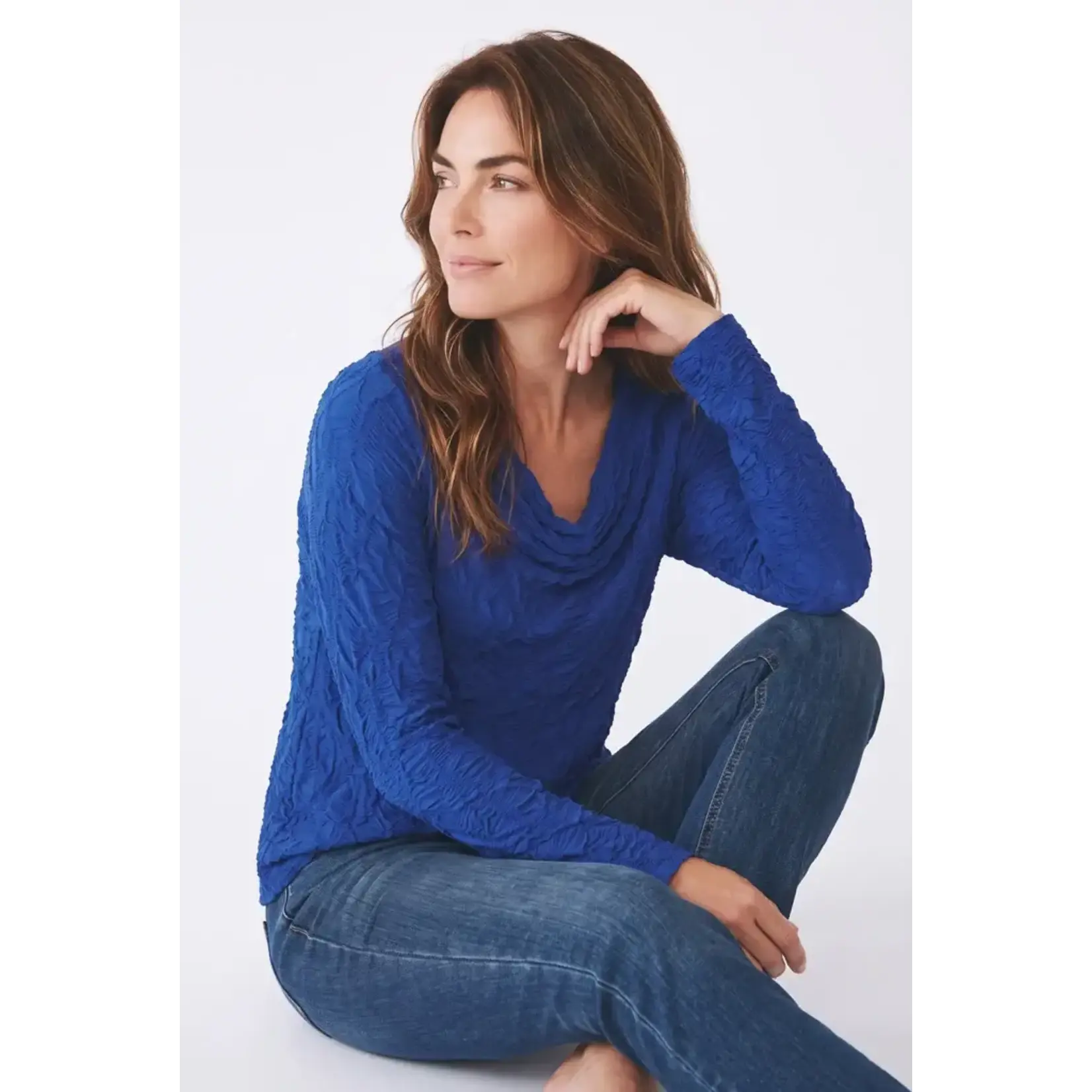 Dreamcatcher Drape Neck Blouse in Blueberry