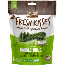 Merrick Pet Foods Merrick Fresh Kisses Double-Brush Coconut Oil & Botanicals X-SMALL Grain-Free Dental Dog Treats 33 ct