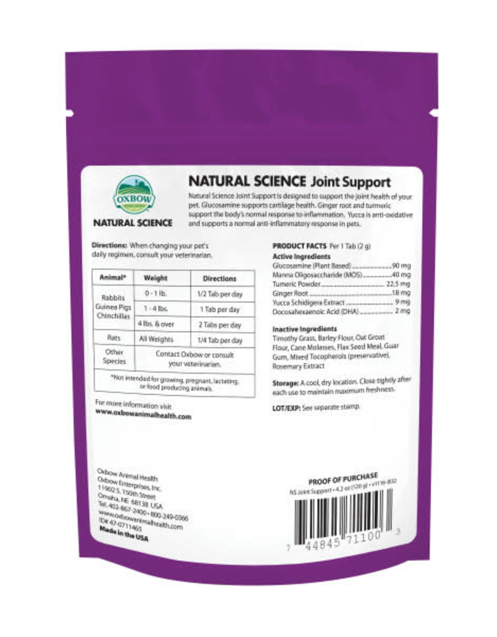 OXBOW OXBOW SMALL ANIMAL NATURAL SCIENCE JOINT 4.2OZ