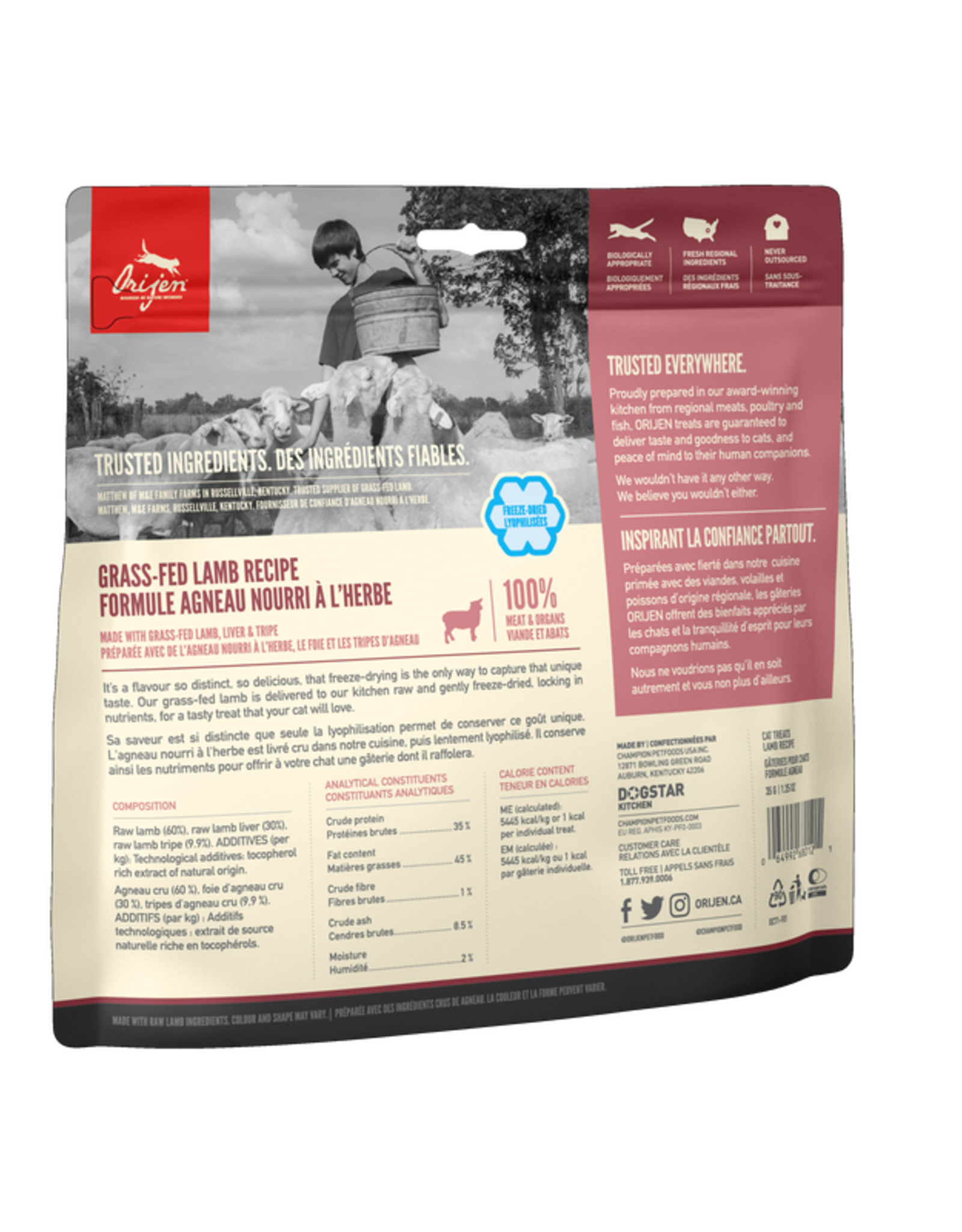 CHAMPION PET ORIJEN Freeze-Dried Grass-Fed Lamb Cat Treats 1.25 oz