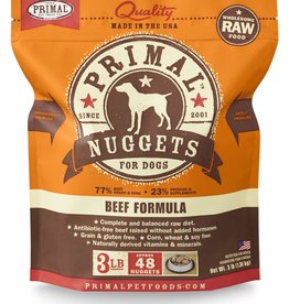 PRIMAL PET FOODS PRIMAL Nuggets Raw Frozen Canine Beef Formula 3 lb