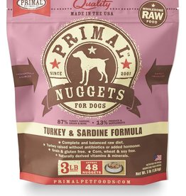 PRIMAL PET FOODS PRIMAL Nuggets Raw Frozen Canine Turkey & Sardine Formula 3lb