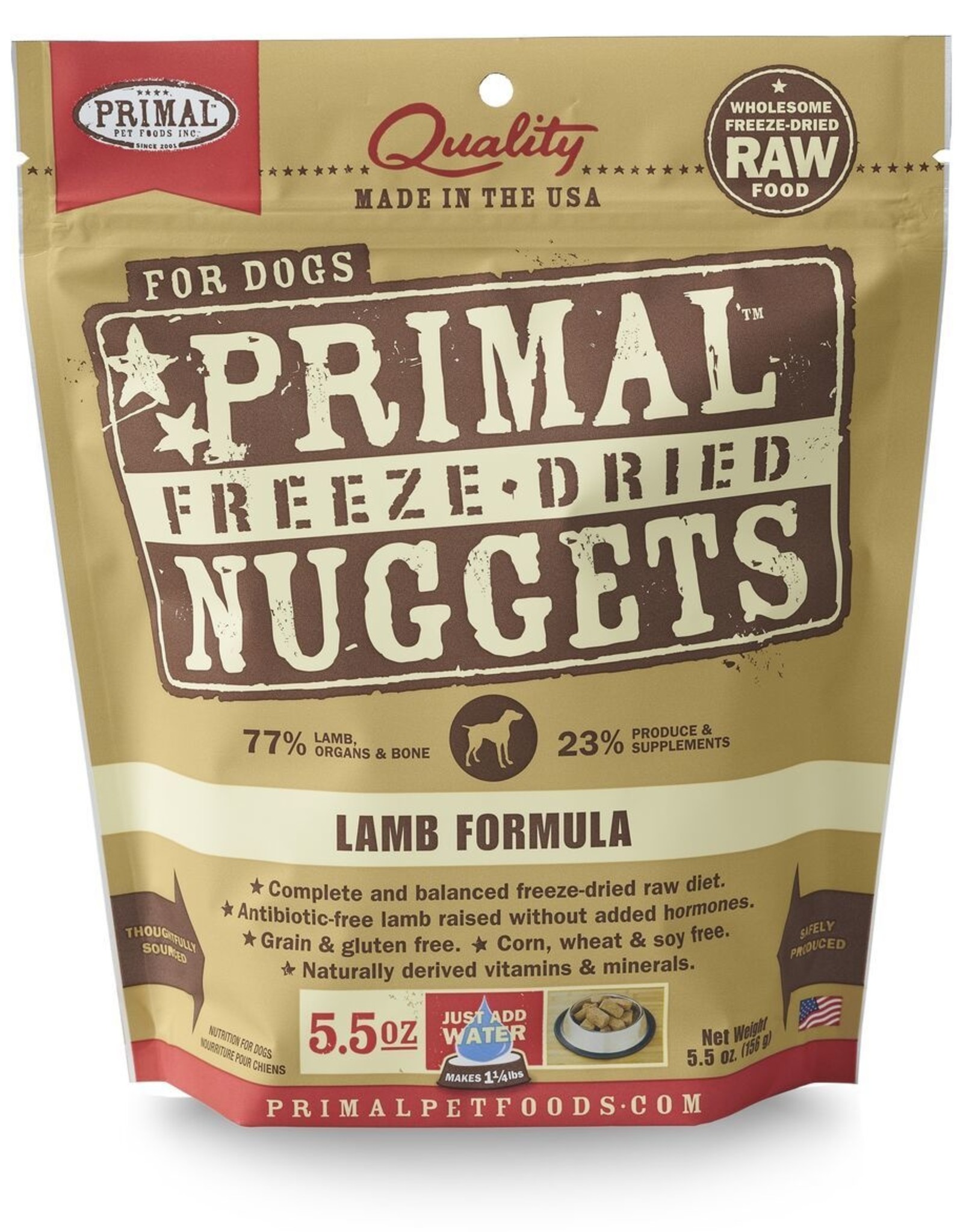 PRIMAL PET FOODS PRIMAL Raw Freeze-Dried Nuggets Canine Lamb Formula
