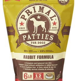 PRIMAL PET FOODS PRIMAL  Patties 6lb Raw Frozen Canine Rabbit Formula