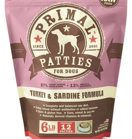 PRIMAL PET FOODS PRIMAL Patties 6lb Raw Frozen Canine Turkey & Sardine Formula