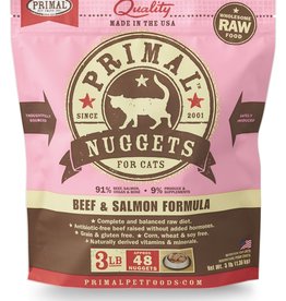 PRIMAL PET FOODS PRIMAL  Nuggets 3lb Raw Frozen Feline Beef & Salmon Formula