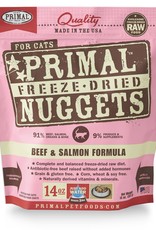PRIMAL PET FOODS PRIMAL 14oz Raw Freeze-Dried  Nuggets Feline Beef & Salmon Formula 14 oz