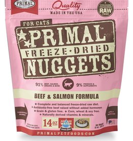 PRIMAL PET FOODS PRIMAL 14oz Raw Freeze-Dried  Nuggets Feline Beef & Salmon Formula 14 oz