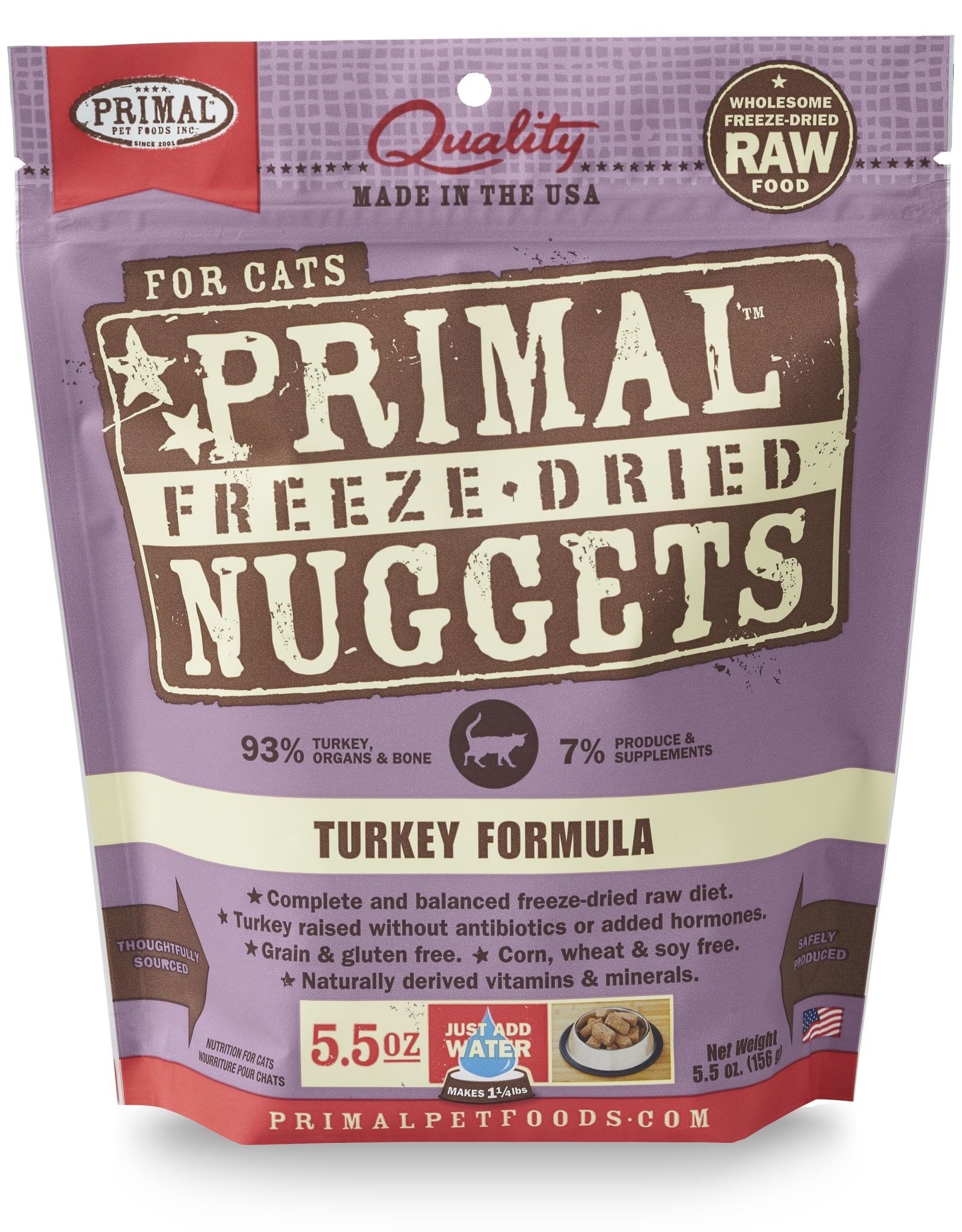 PRIMAL PET FOODS PRIMAL Raw Freeze-Dried Nuggets Feline Turkey Formula