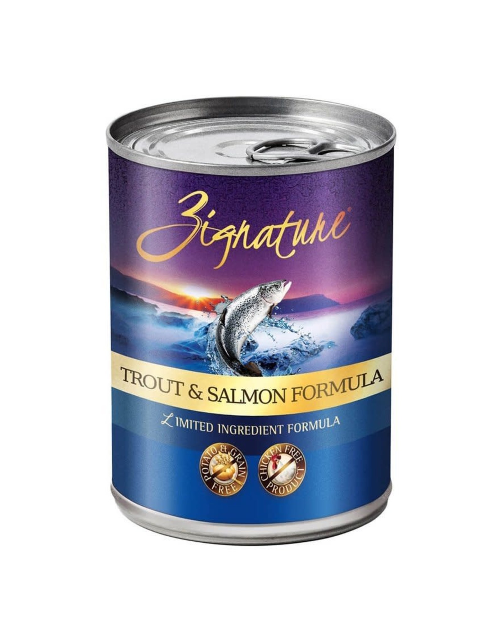 PETS GLOBAL Zignature Limited Ingredient Grain Free Canned Dog Food - Trout & Salmon 13 oz