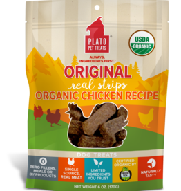 PLATO PET TREATS Plato Real Strips Organic Chicken Meat Bar Dog Treats