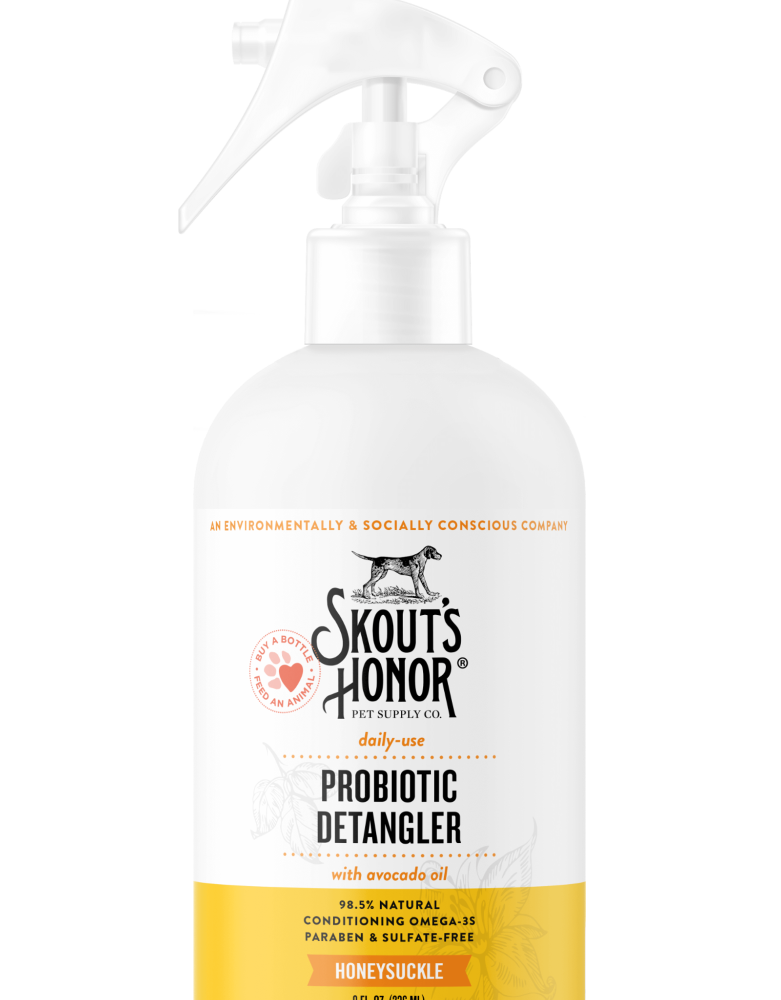 SKOUTS HONOR Skout's Honor Probiotic Honeysuckle Daily Use Pet Detangler Spray 8-oz