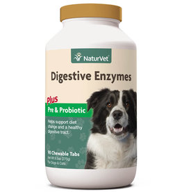 NATURVET NATURVET Digestive Enzymes Chewable Tablets with Prebiotics & Probiotics 90CT