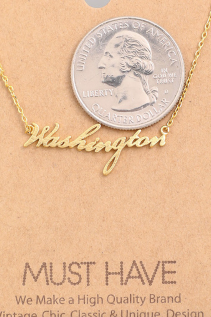 Ana Accessories/Girly Accessories Washington Script Charm Necklace