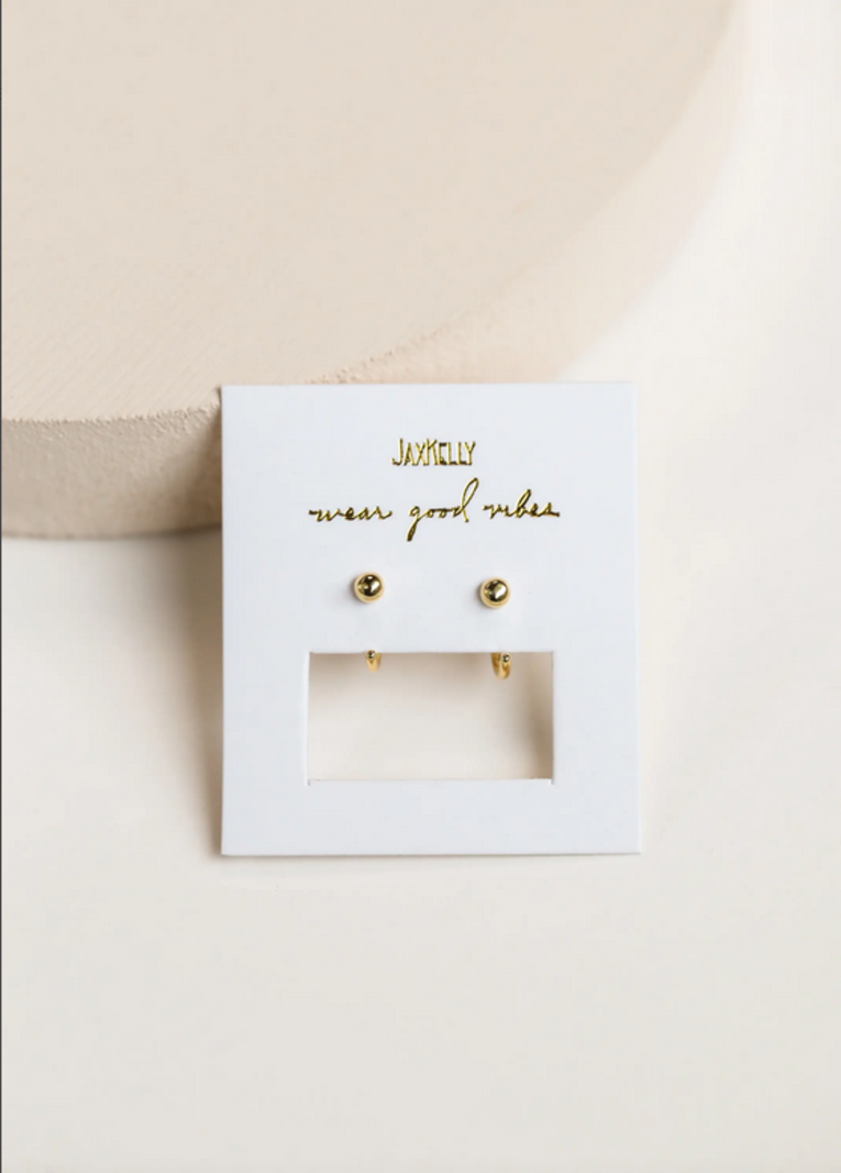 JaxKelly Gold Sphere Huggie Earrings