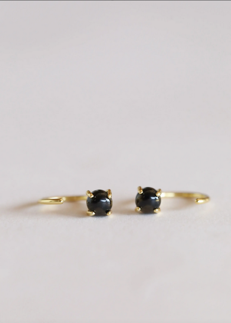 JaxKelly JaxKelly Obsidian Huggie Earrings