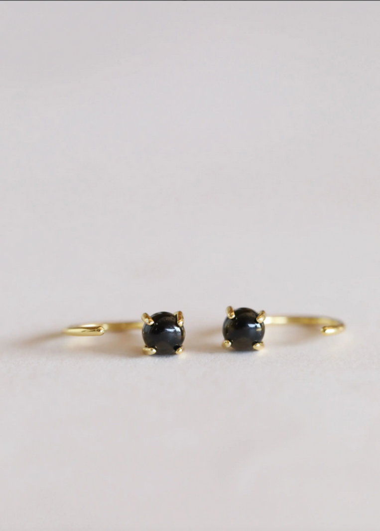 JaxKelly Obsidian Huggie Earrings