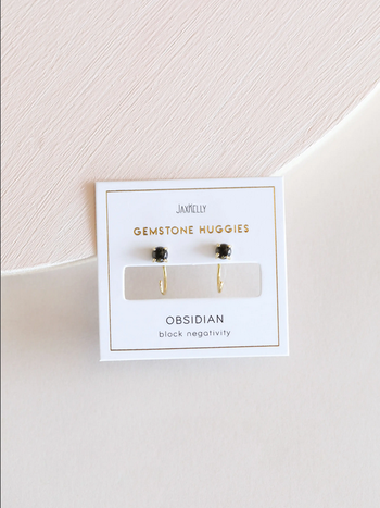 JaxKelly Obsidian Huggie Earrings