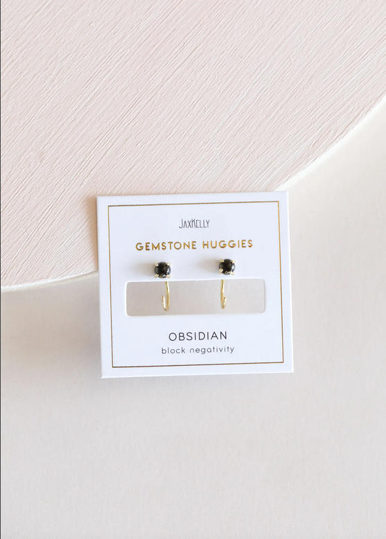 JaxKelly JaxKelly Obsidian Huggie Earrings