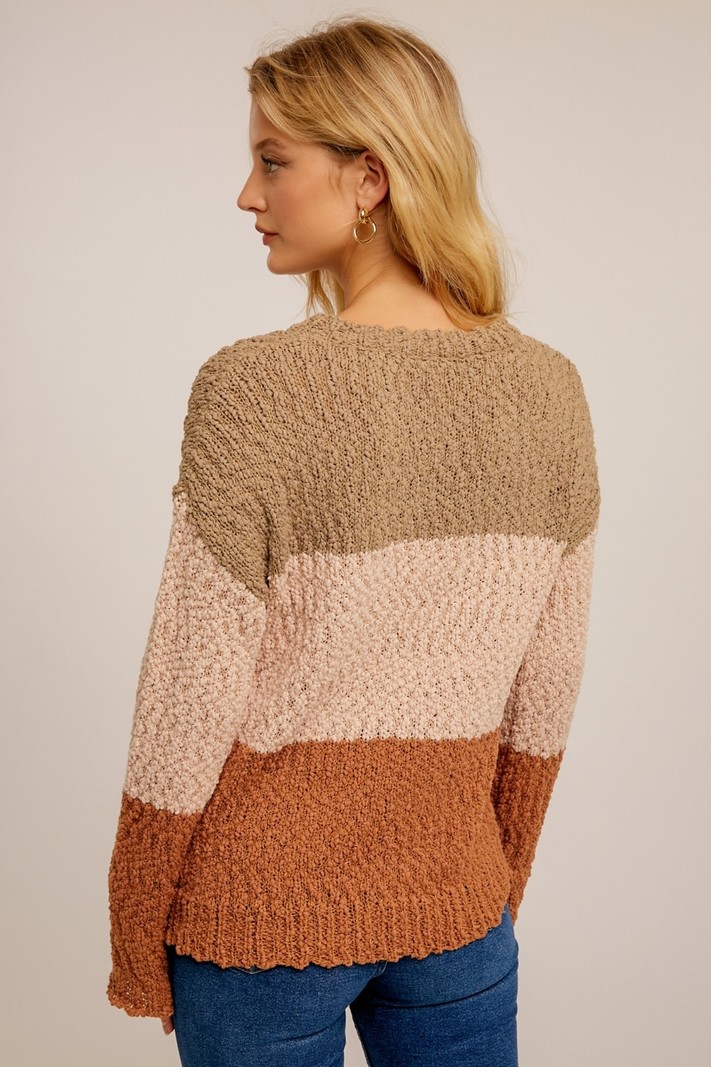 Hem & Thread Nubby Color Block Sweater