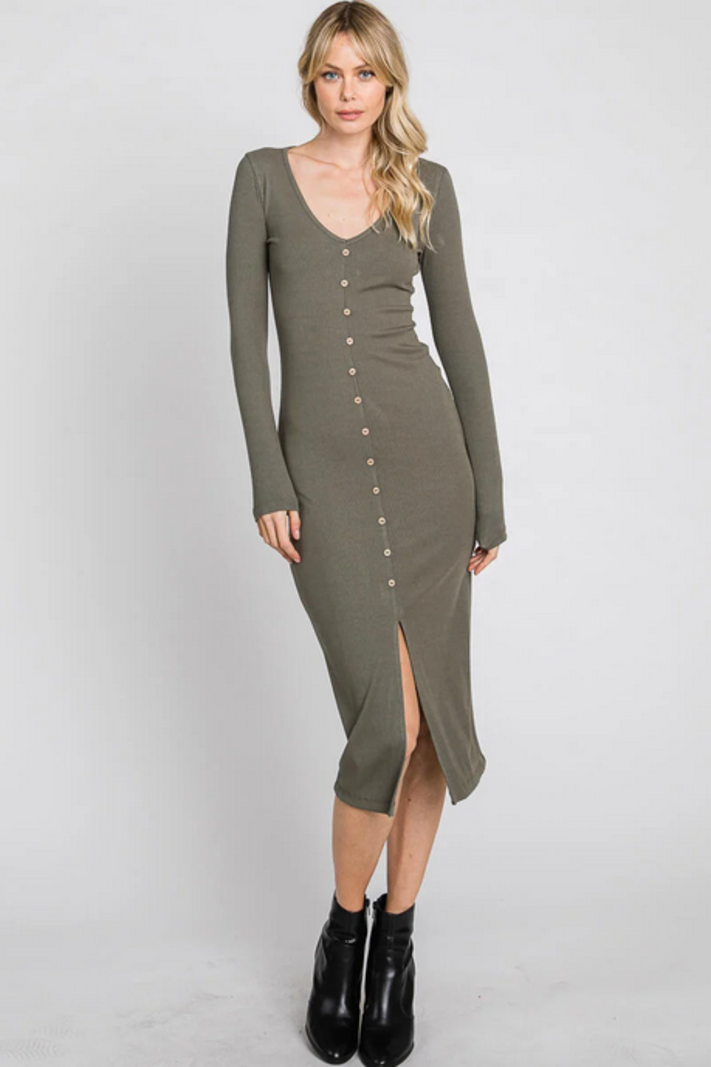 Final Touch Long Sleeve Ribbed Dress