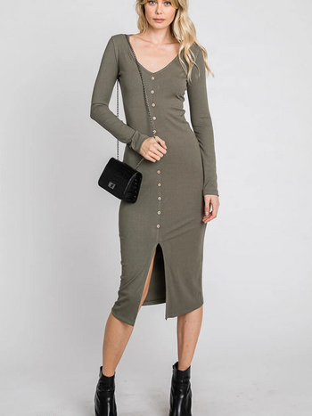 Final Touch Long Sleeve Ribbed Dress