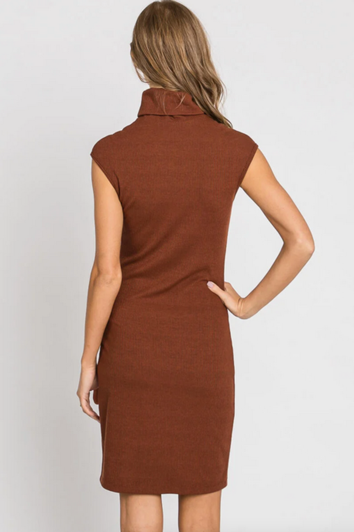 Final Touch Ribbed Turtleneck Dress