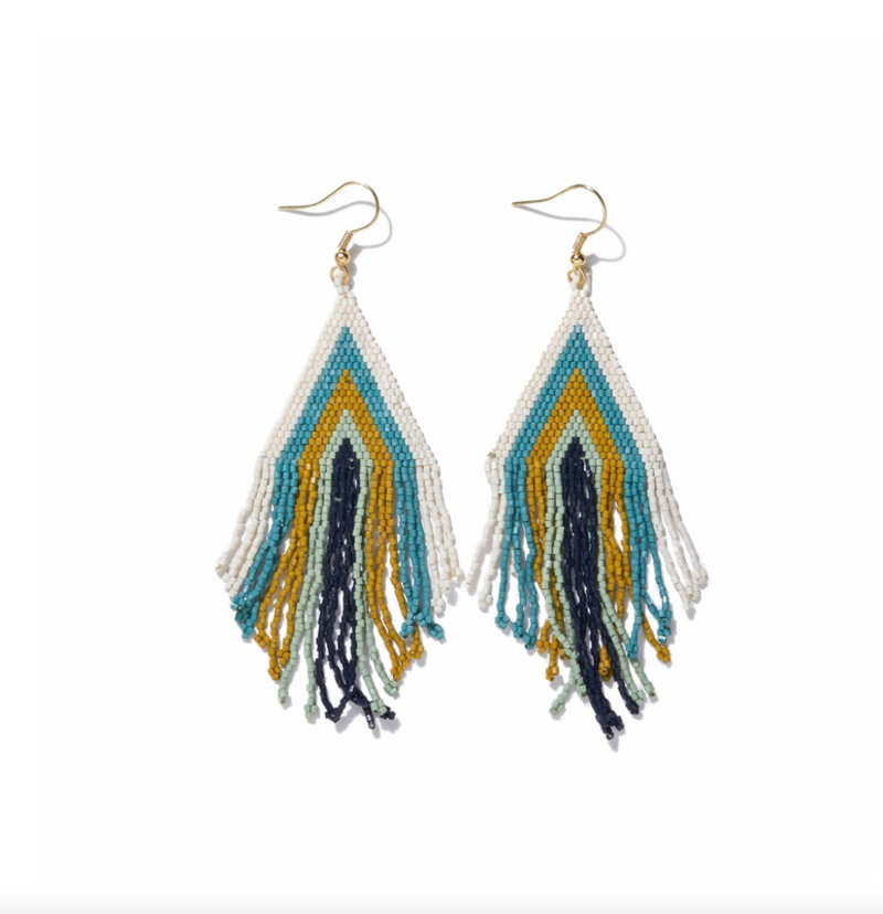 Ink + Alloy Ivory Teal Citron Mint Navy Stripe Luxe Earring