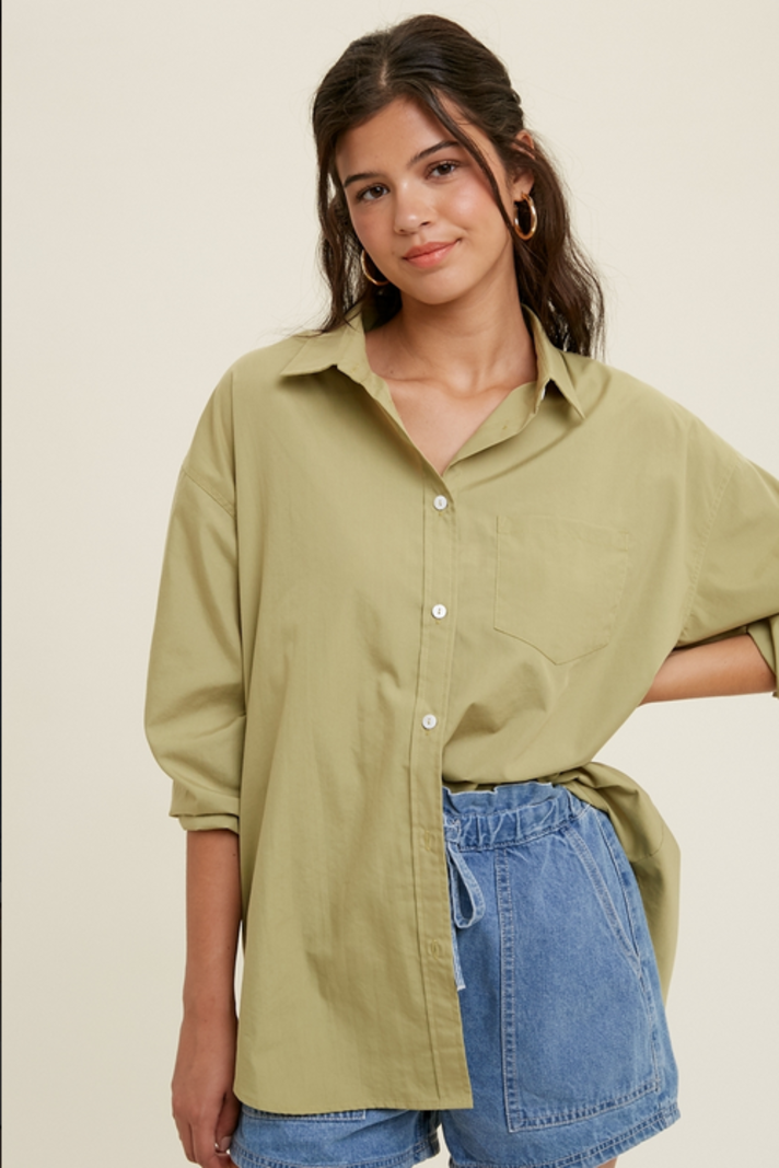 Wishlist Boyfriend Button Up Shirt