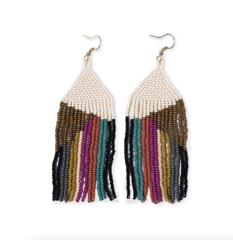 Ink + Alloy Gold Ivory Muted Stripe Earring
