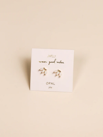 JaxKelly JaxKelly White Opal Crown Stud Earrings