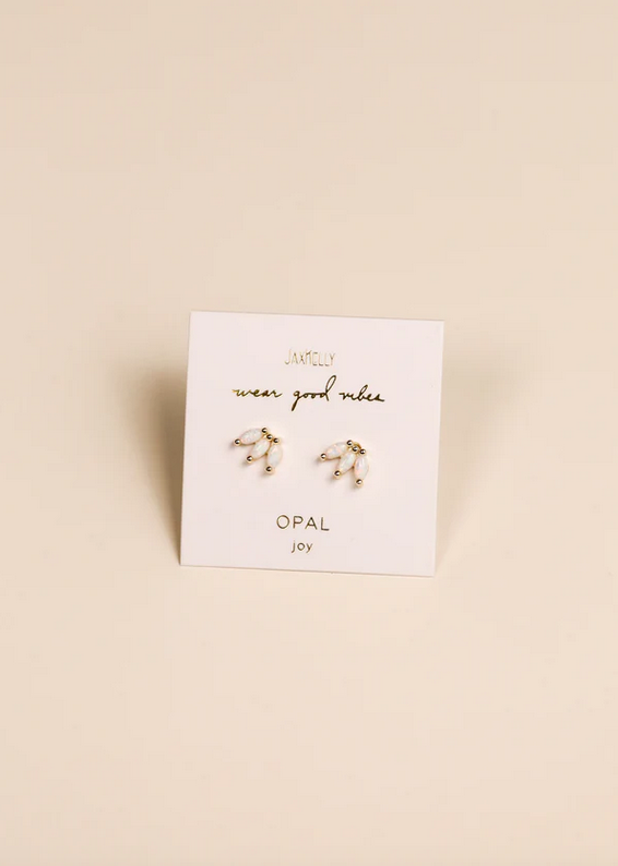 JaxKelly JaxKelly White Opal Crown Stud Earrings